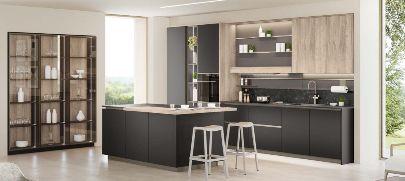 parete con pannelli Groove Veneta Cucine